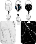2 Pack Marble ID Badge Holder with Heavy Duty Retractable Reel Keychain for WomenStudents,Teachers, Nurses, Office Use 5
