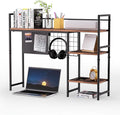 38.5" 3-Tier Desktop Bookshelf | Desk Organizer Shelf & Computer Monitor Stand | Dark Brown Home Office Storage