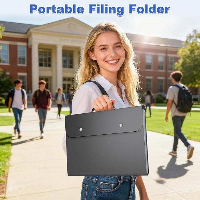 Expanding File Folder with Handle,13 Pockets Accordion File Organizer,Filing Box for Paper,Bills,Receipts,Taxes Organized,Letter/A4 Size Documents Holder for School,Office,Business Trip