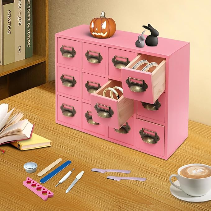 Vintage 12-Drawer Storage Cabinet – Multipurpose Desktop Organizer for Office, Craft & Home