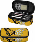 Butterfly Pencil Bag Daisy Flower Bright Yellow Big Capacity Pencil Case Pencil Pouch Pen Bag School Students Boy Girl