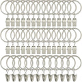 LLPJS 40 Pack Curtain Rings with Clips, Curtain Clip Rings Hooks, Bow Hanger Clips for Hanging Drapery Drapes Bows, Ring 1.26 inch Interior Diameter, Fits up to 1" Rod, Matte Silver
