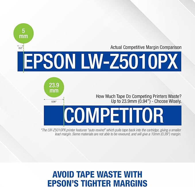 LABELWORKS Epson LW-Z5010PX-R Industrial Label Maker - Complete Printer Kit with Accessories and Automatic Bulk Tape Rewinder, PX 147' Bulk Label Rolls, Desktop Printer