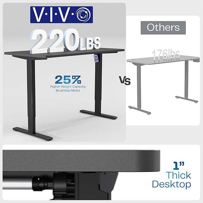 VIVO Electric 55 x 28 in Standing Desk, Memory Height Adjustment, 1B Series, Holds 220 lbs, One-Piece Dark Walnut Top, Black Frame, DESK-KIT-1B55D
