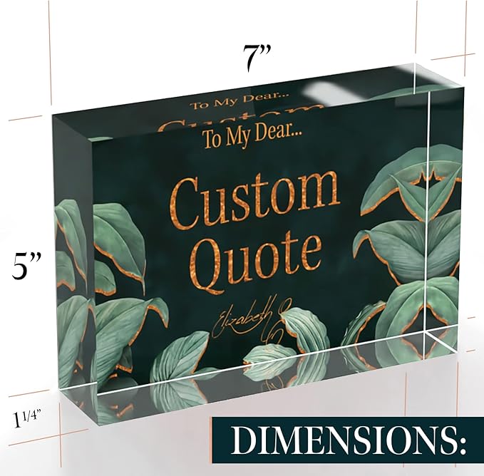 Personalized Gifts, Custom Quote Block Letter Board,Crystal-Clear Acrylic with Gift Box,17 Styles, Holiday and Christmas Gift for Mom, Dad, Girlfriend, Him or Her, Husband, Wife (5"x7, Botanical Lux)