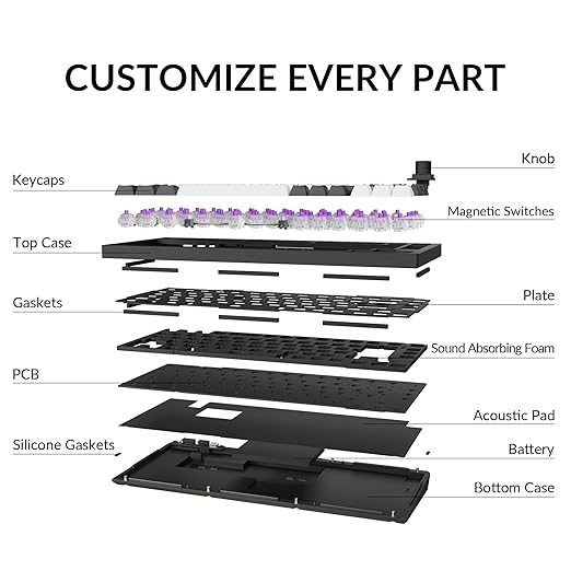 Keychron Q1 HE Wireless Custom Mechanical Keyboard with Hall Effect Gateron Double-Rail Magnetic Switch Rapid Trigger, QMK 2.4 GHz Bluetooth 5.2 RGB Compatible with Mac Windows Linux (Hot-swappable)