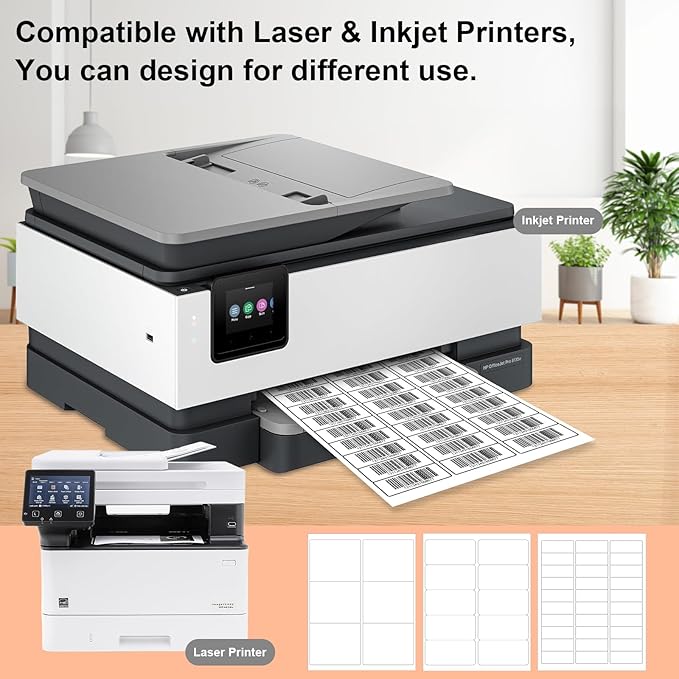 InpourPack 30 UP 15000 Stickers 500 Sheets 1" x 2-5/8" Shipping Return Address Labels for Laser Inkjet Printer, White Blank Mailing Labels