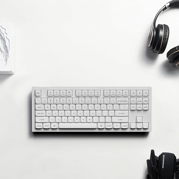 Keychron Q3 Wired Custom Mechanical Keyboard, 80% TKL Layout QMK/VIA Programmable with Hot-swappable Gateron G Pro Blue Switch Double Gasket Compatible with Mac Windows Linux (White)
