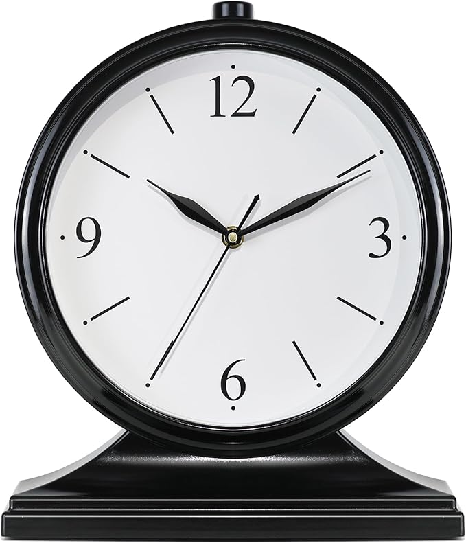 AYRELY® Vintage Desk Clock Silent-Non-Ticking 10-inch dial Table Clock,Retro Mantel Clocks and Easy to Read for Living Room, Bedroom, Shelf Decoration, Fireplace, Farmhouse Decor (Dark)