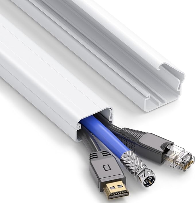 ZhiYo Large Capacity Wire Hiders for TV on Wall, 63in (4xL15.8in) PVC Cable Cover, Snap and Lock Design, White Cord Covers for Wires on Wall