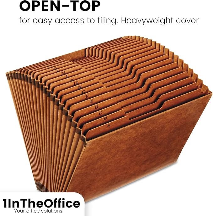 1InTheOffice Expanding File Folder A-Z, Alphabetical File Organizer, Accordion File Organizer, 21-Pocket Expanding File Folder, Letter Size