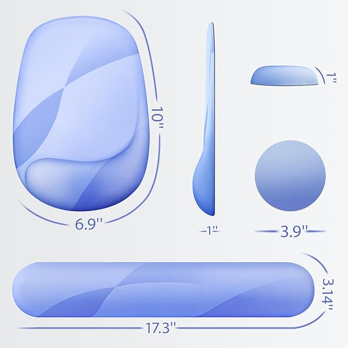 Ospelelf Wrist Rest for Keyboard and Mouse Ergonomic Mouse Pad with Wrist Support Memory Foam Wrist Rest for Computer Keyboard,3-in-1 Gel Mouse and Keyboard Pad for Office Geometry Blue
