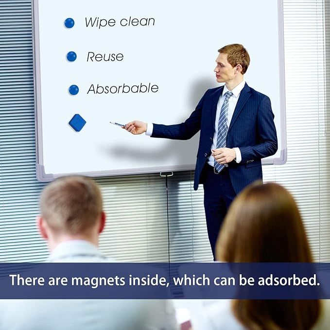 24 Pack Magnetic Whiteboard Dry Erase Erasers Chalkboard Cleansers for Classroom, Home and Office (Blue)