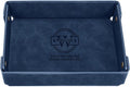 Engraved Father’s Day Leather Valet Tray – Personalized Leather Catch All with Custom Name – Men’s Valet Tray Organizer for Keys, Watches, and Jewelry – Unique Dad Gift from Daughter or Son - Blue