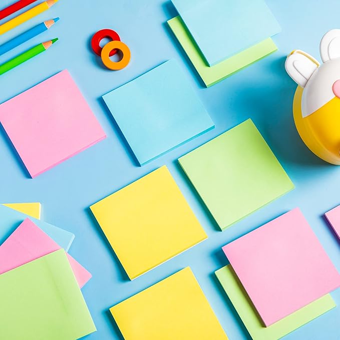 Fainne 120 Pack Sticky Notes Bulk 3 x 3 inch Self Stick Note Pads Multicolor Paper Memo for Office School Supplies Student Teacher Classroom Back to School Essentials, 50 Sheet/Pad(Simple Color)