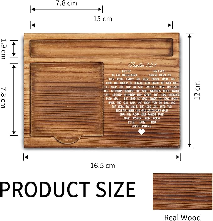 Psalm 121 Sticky Note Holder, My Help Comes from The Lord Bible Verse Gift, Christian Wooden Desk Accessories for Women, Men, Coworkers, Inspirational Religious Note Pad Holder ZSS82
