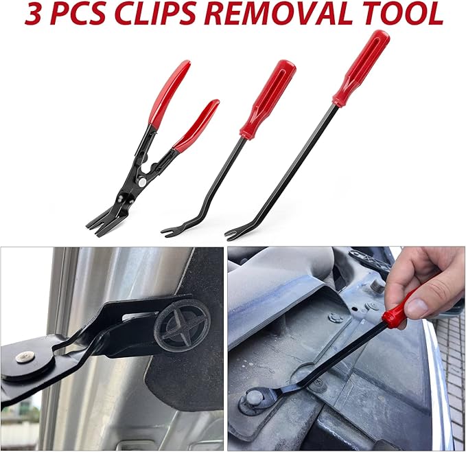 Nilight Trim Removal Tool 102 Pcs, Auto Push Pin Bumper Retainer Clip Set Fastener Terminal Remover Tool Round Handle Crowbar Kit Car Panel Radio Removal Auto Clip Pliers