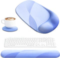 Ospelelf Wrist Rest for Keyboard and Mouse Ergonomic Mouse Pad with Wrist Support Memory Foam Wrist Rest for Computer Keyboard,3-in-1 Gel Mouse and Keyboard Pad for Office Geometry Blue