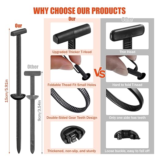 260 PCS 2026 New Upgrade Nylon Universal Cable Tie Buckle, with Clear Storage Box, Double-Sided Style Cable Tie Buckle, 5.91IN Extended Length Zip Tie for Car Repair (Fender, Bumper, Trunk Liner)