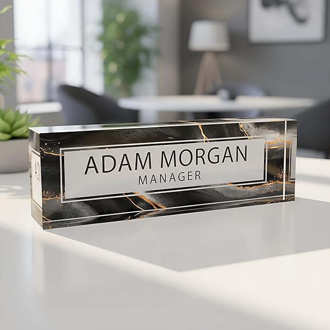 ARTBLOX | Custom Name Plates for Desk, Ideal Office Decoration for Men and Women, Clear Acrylic Desk Name Plate