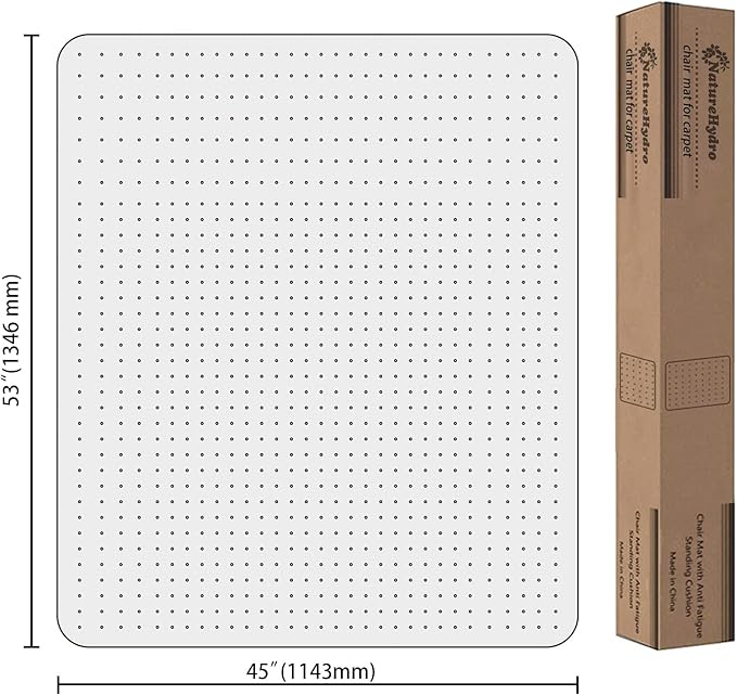 Naturehydro Clear Chair Mat for Flat to Low Pile Carpets, 53" x 45" 0.09" Thick Computer Desk Chair Mat for Carpeted Floors, BPA and Phthalates Free (Rectangle)