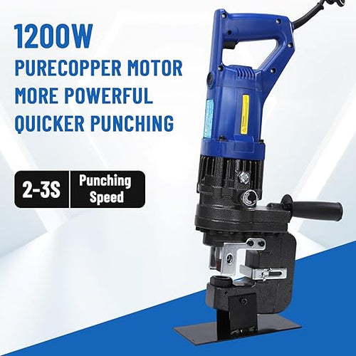 1200W Electric Hydraulic Hole Punch 110V Electric Hydraulic Punching Tool 10T Output Force Hole Puncher for Metal Steel Plate Iron Plate Aluminum Plate