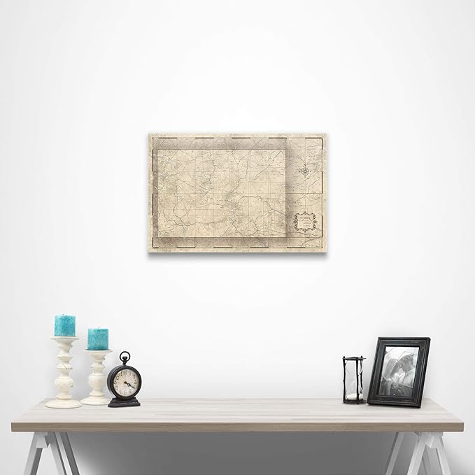 Push Pin Wyoming Map Board - With Push Pins to Mark Wyoming Travels - Handmade in Ohio, USA - Design: Rustic Vintage