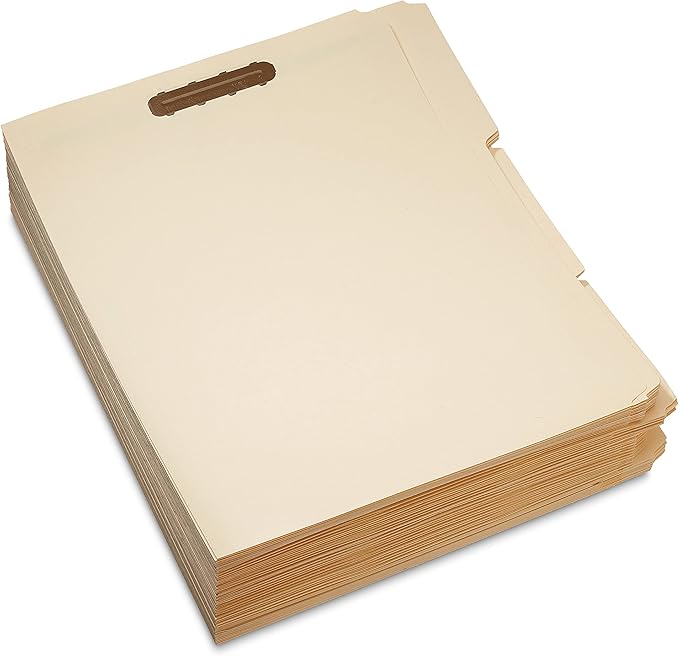Amazon Basics Manila File Folders with Fasteners for Organized Filing, Letter Size, Beige, 50-Pack
