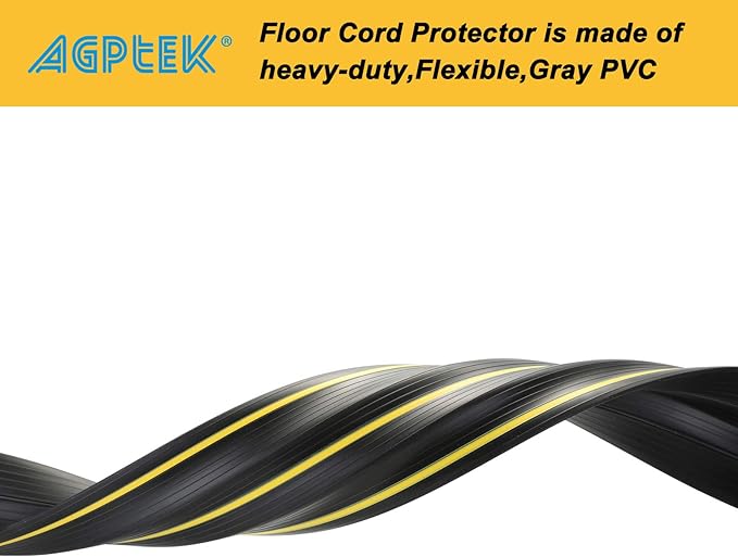 AGPTEK Heavy Duty Floor Cable Cover Cable Protector, 10 Ft Floor Cord Protector 3 Channels Floor Cord Cover (Mid Channel 0.93") Contains Cords, Cables and Wires, Good for Office, Home, or Outdoor