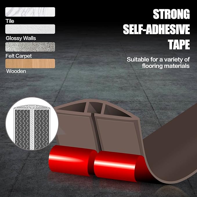 Floor Cord Cover Cable Cavity Self Adhesive Cord Hider Floor Floor Cable Management Power Cord Protector Floor Electric Cord Covers for Offices, Gym, Exhibitions (CoffeeBrown, 2.36" x 3.3')