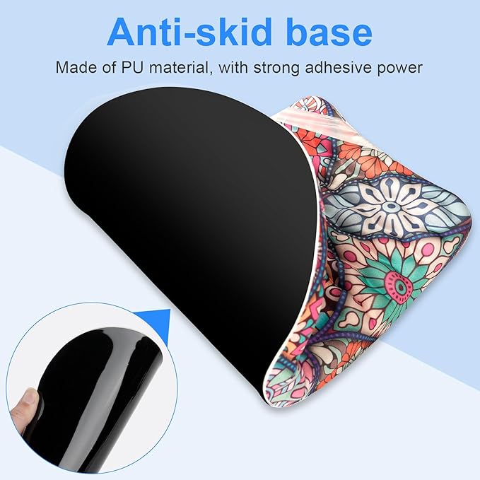 Ergonomic Wrist Mouse Pad with Massage Design, Mandala Style, Y Folk Style Mandala Color, Lycra Material