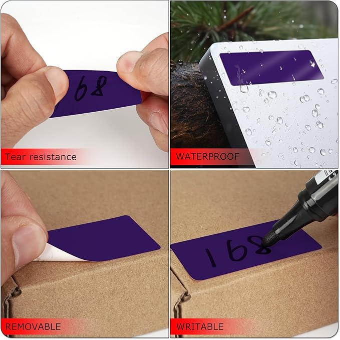 Meitaat Purple Rectangle Stickers 2 x 1 Inch Color Coding Labels Vinyl Roll Self-Adhesive Waterproof Removable 500 PCS