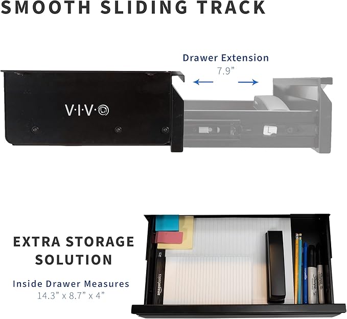 VIVO 16 inch Under Desk Slide Out Drawer without Shell, Home Office Storage Organizer, Black, DESK-AC03A-B