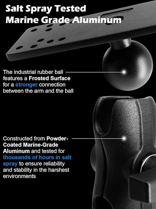 1.5" Ball Short Arm Fish Finder Mount, Marine Electronic Mount, Universal Mounting Plate with 1.5 inches / 38mm / C Size Ball Adapters, Compatible with Garmin, Lowrance, Humminbird and More
