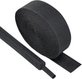 Black 2:1 Ratio Automotive Heat Shrink Braided Sleeving,Wear-Resistant Flat Woven Shrinkable Sleeve Fabric Car Cable Wires Hoses Protection (1"-66ft)