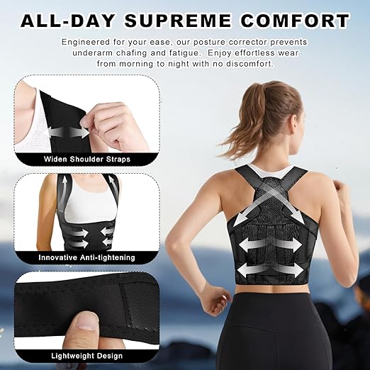 Back Brace Posture Corrector for Women and Men, Adjustable Shoulder Straightener Full Lumbar Support Belt, Upper and Lower Back Pain Relief, Scoliosis Hunchback Hump Thoracic Spine Corrector (Black S)
