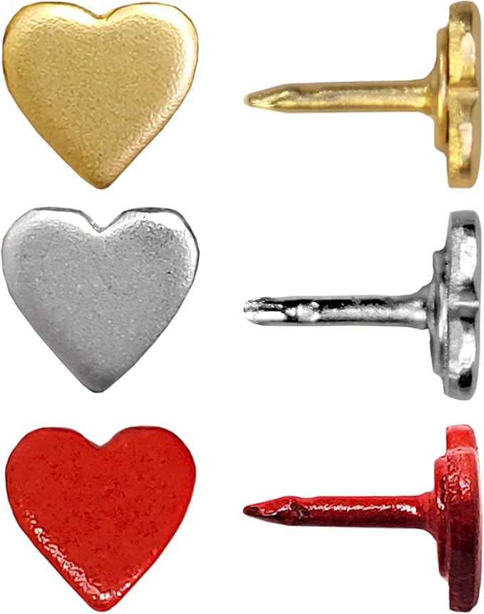 Mini Red Heart Push Pins - Mini Red Metal Heart Map Pins - for Cork Board, Maps, or Lapel Pin Use - Designed in USA - Set of 20