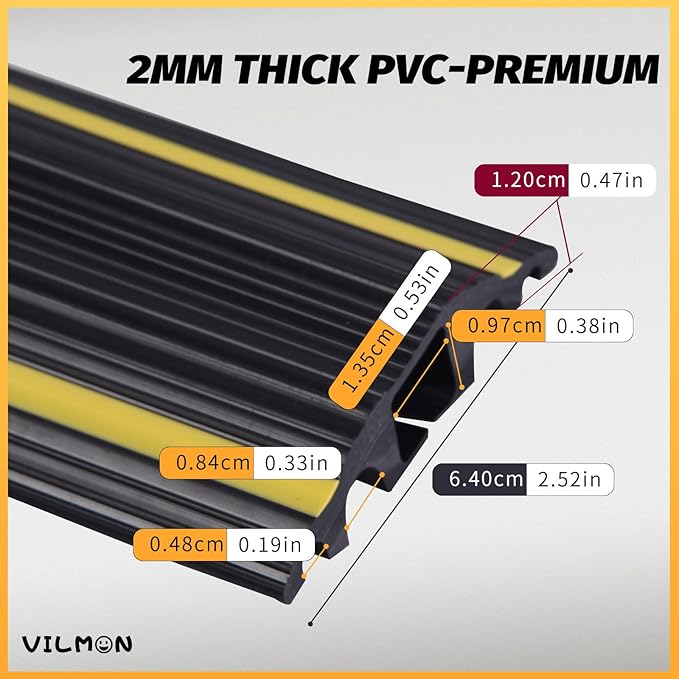 6FT Floor Cord Cover-Cord Cover Floor,Power Cable Protector Soft Extension Floor Cable Cover to Organize and Protect Wire on Floor, Electrical Cord Covers for Floor (6ft)