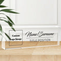 Personalized Office Name Plate, Custom Logo/Photo, Name Plate for Desks, Office Desk Decorations Gift for Women Men, Acrylic Desk Name Plate for Teacher Coworkers Staff Boss (Transparent Logo)