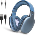iJoy Ultra Wireless Over-Ear Bluetooth Headphones with Mic, Up to 10 Hours Playtime, Bluetooth Headset 33Ft Range with Backup AUX Cable & SD Slot, Wireless Headphones for Gaming, Work & Gym (Blue)