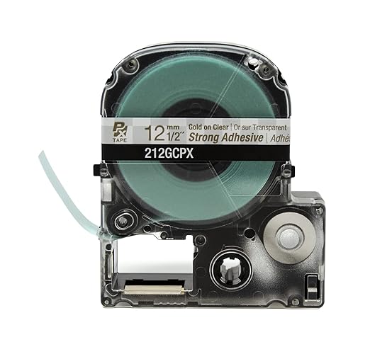 Epson LABELWORKS 212GCPX Genuine PET (Polyester) Tape Cartridge - Gold on Clear Label Maker Tape - 1/2" (12MM) Wide, 30'