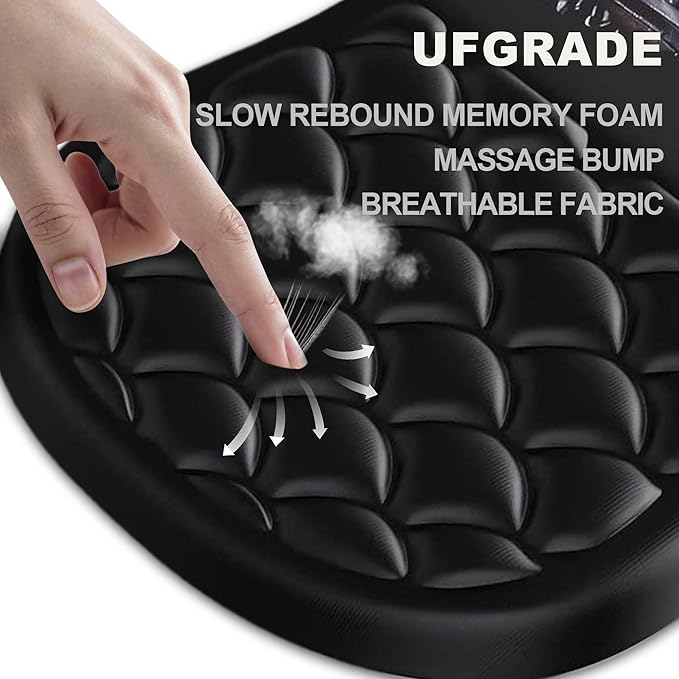 Ergonomic Mouse Pad with Wrist Rest, Soft Mousepad with Massage Design, Memory Foam and Non-Slip PU Base for Pain Relief, Gaming Mouse Pad for Desk, Home, Office, Black