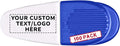 100 Magnetic Memo Holders Set - Customizable Text, Logo - Large Clip, Plastic - White Blue