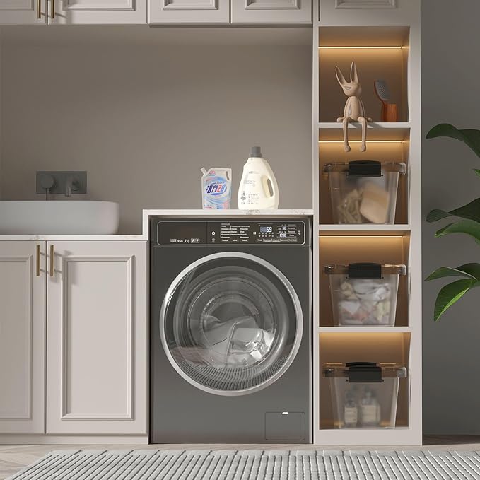 Nazhura Plastic Storage Bin, Stackable and Nestable Storage Boxes with White Lids and Secure Latching Buckles, Large Storage Container (CLEAR, 6QT 12PACK)