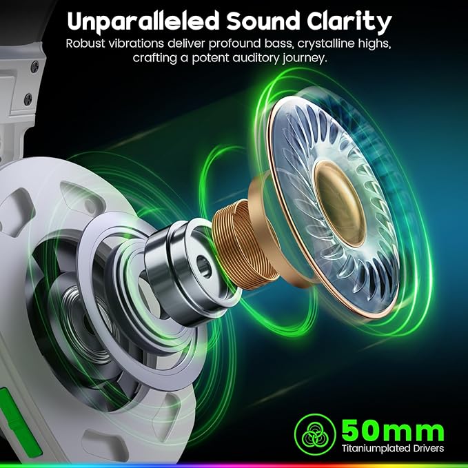 WESEARY Wireless Gaming Headset for PS5, PS4, PC, Laptop, Mac & Switch, Dual Low-Latency 2.4GHz USB/Type-C, Bluetooth Gaming Headphones with ENC Mic for Gamecube, 3D Stereo,Colorful Light, 50H Power