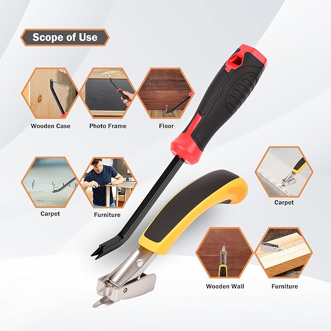 Upholstery Staple Remover Heavy Duty Staple Remover Tool for Floor,Carpet,Wood,Construction,Furniture,Also Used in A Variety of Nailed Picture Frames and Wooden Boxes (M-2P)