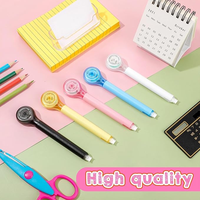 Gersoniel 25 Pack Correction Tape Pen Correctional Ink Tape Push Pull Protective, Easy to Use Applicator for School Office Supplies, 0.2 x 236 Inch (Bright Colors)