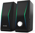 Nylavee Computer Speakers, Bluetooth 5.0 Hi-Fi Stereo PC Speakers, 4 Dynamic Lighting Modes, AC Adapter Powered and 3.5mm AUX-in Computer Speakers for Desktop PC, Monitor, Laptop, Tablet, Phone