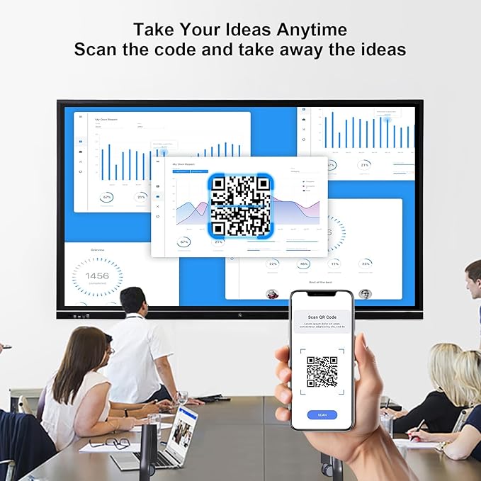 75" Smart Board, 4K UHD Interactive Whiteboard, Digital Touchscreen Smartboard with Open App Ecosystem & Dual System, Ideal for Classroom, Home, Office, Business (Wall Mount Included)