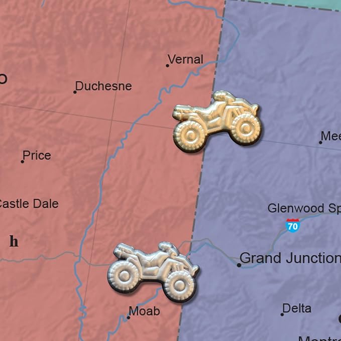 ATV Push Pins - Silver ATV Map Pins for Cork Boards, Maps, or Lapel Use - Designed in USA - Set of 20